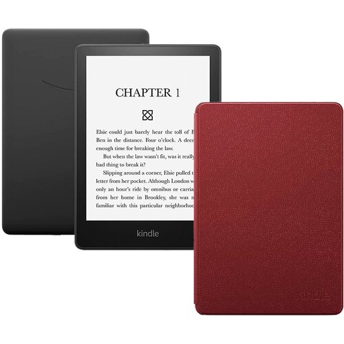 Электронная книга Amazon Kindle PaperWhite 2021 16Gb black Ad-Supported с фирменной обложкой