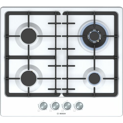 BOSCH Встраиваемая газовая панель BOSCH варочная 60 см Serie 4 4 конфорки газ-контроль белый цвет 3851000₽