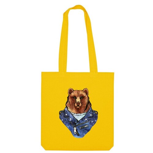 Сумка шоппер Us Basic, желтый сумка медведь в куртке косухе бежевый