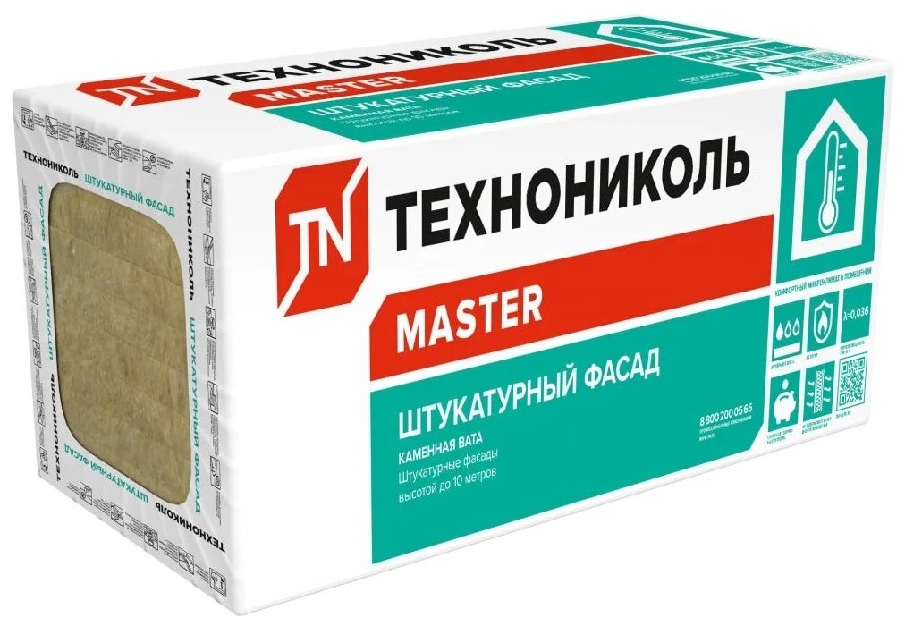 фото Каменная вата ТЕХНОНИКОЛЬ Штукатурный фасад 1200x600х50мм 6 шт