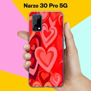 Силиконовый чехол на realme Narzo 30 Pro 5G Красные Сердца / для Реалми Нарзо 30 Про 5 Джи