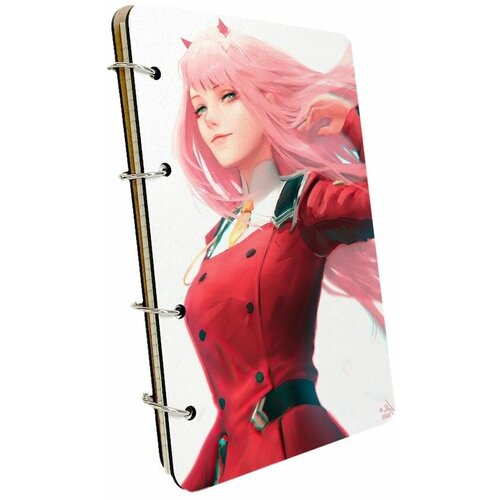 Ежедневник со сменными блоками на кольцах, A5 120 листов с деревянной обложкой аниме любимый во франксе - 247