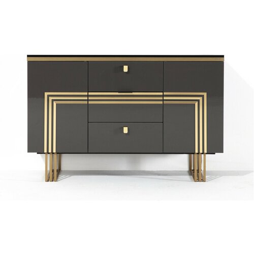 Комод Bellona Carlino CARL-23, размер 131x45x86 см, цвет: антрацит/золото