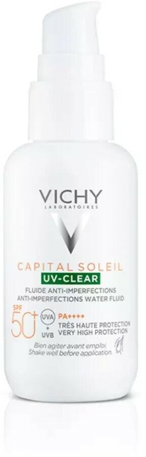 Vichy Невесомый солнцезащитный флюид UV-Clear для лица против несовершенств SPF 50+, 40 мл