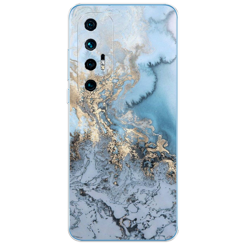 Силиконовый чехол на Xiaomi Mi 10S / Сяоми Ми 10S Морозная лавина синяя