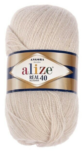 Пряжа для вязания ALIZE 'Angora real 40', 100 г, 480м (40% шерсть, 60% акрил) (599 слоновая кость), 5 мотков