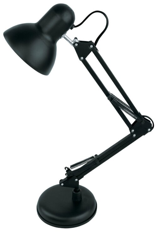 Настольная лампа цвет черный, мощность светильника 60Вт, Е27, высота 60 см подставка+струбцина в комплекте