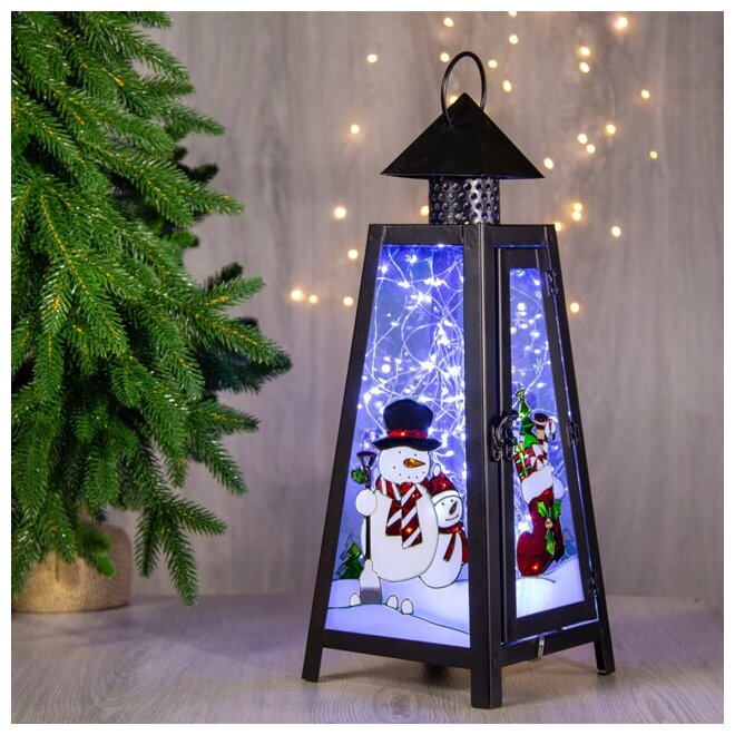 фото Sigro Металлический фонарь под свечу Новый год идет - Снеговик, 17*43 см 55 0053