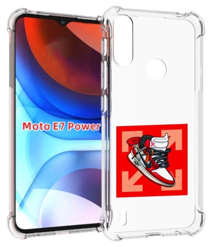 Чехол MyPads кроссовок джордан офвайт для Motorola Moto E7 Power задняя-панель-накладка-бампер