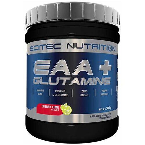 Scitec Nutrition EAA + Glutamine 300 гр (вишня-лайм) аминокислоты в порошке scitec nutrition eaa glutamine вишня 300 гр
