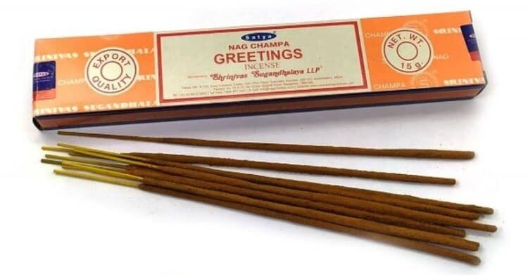 Satya Nag Champa GREETINGS Incense (Благовония Наг Чампа приветствия, Сатья), 15 г.
