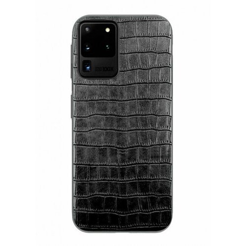 Силиконовая задняя накладка из декоративной кожи крокодила для Samsung S20 Ultra, черный