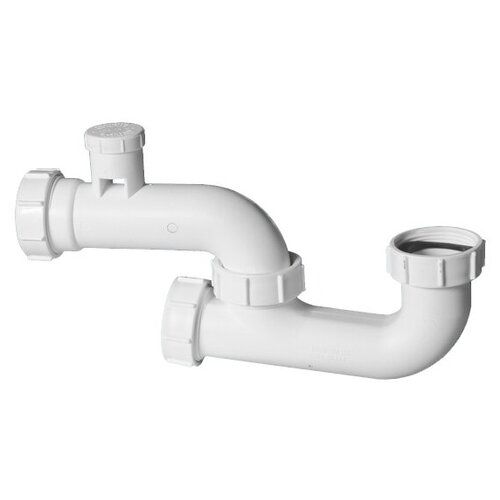 Сифон трубный Р-образный для ванн, поддонов с ревизией и вент. клапаном 1 1/2х 40 мм McAlpine MRB7-ANSV