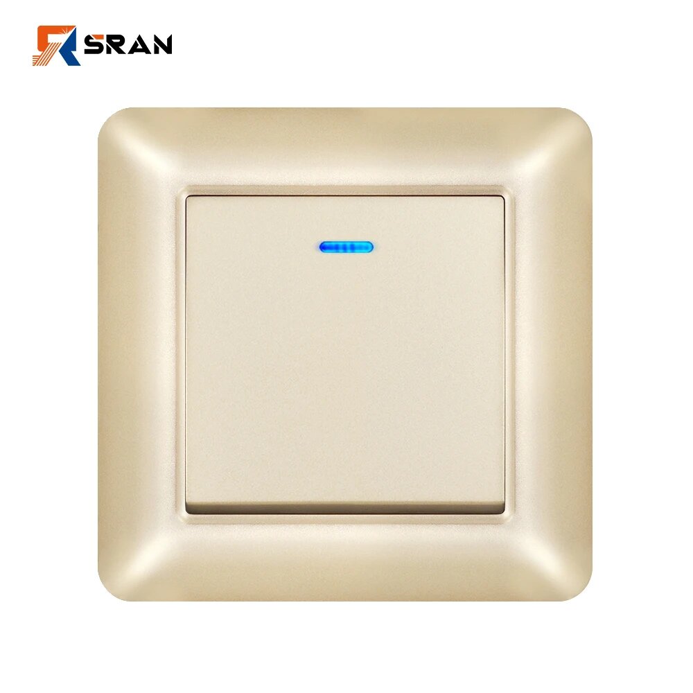 Выключатель SRAN 1/2 gang 220V с индикатором Gold 1Gang2Way