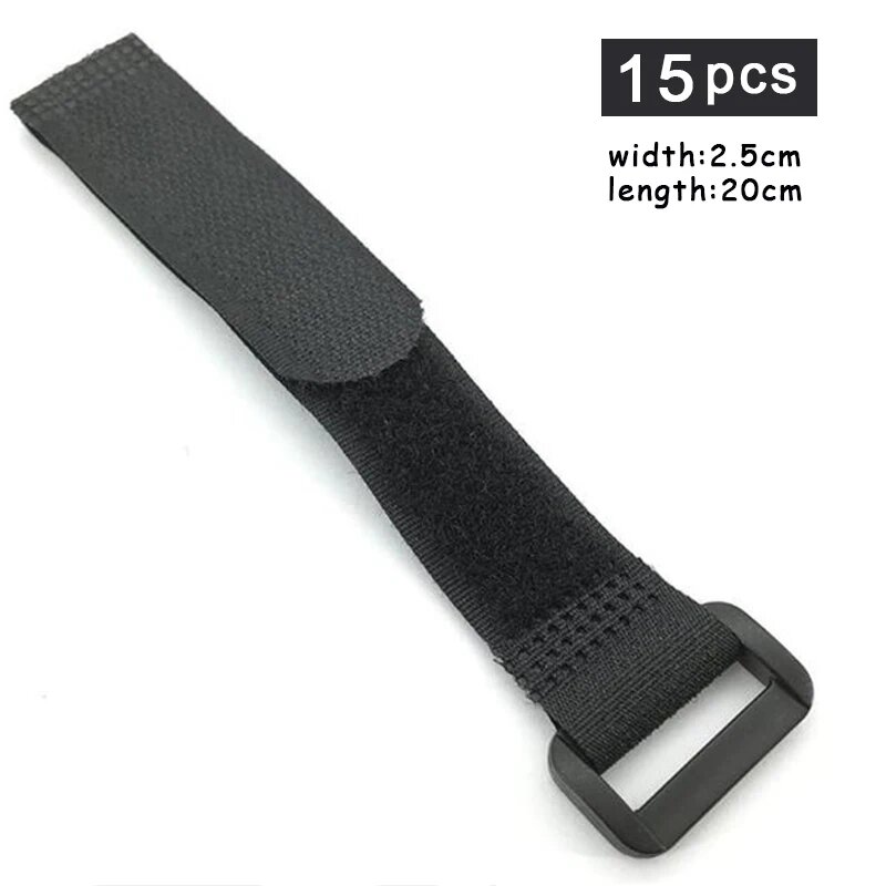 Набор из 15 нейлоновых ремней с обратной пряжкой черного цвета 2.5x20cm black