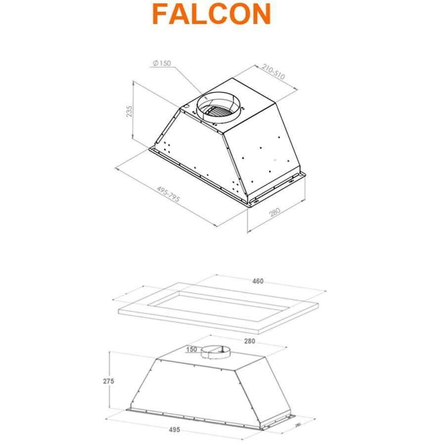 Konigin кухонная вытяжка 50 см Falcon Black Glass - фотография № 12