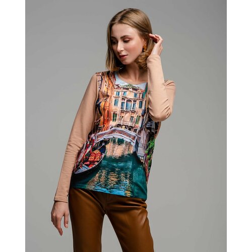 фото Лонгслив sahar, размер 46, бежевый, бирюзовый, белый