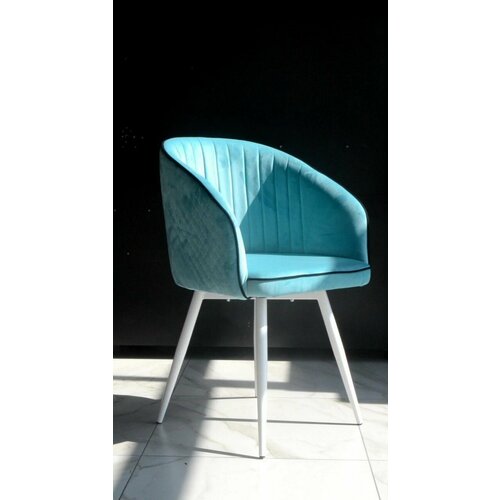 Стул Florencia (Флоренция) ткань зизи даймонд 24, бирюза, опоры белый конус, поворотный механизм, кресло интерьерное, премиум ткань, антивандальная