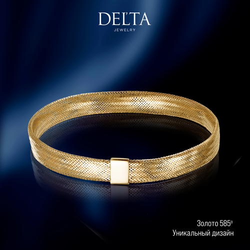 Жесткий браслет Del'ta jewelry factory, желтое золото, 585 проба, длина 19 см., желтое золото