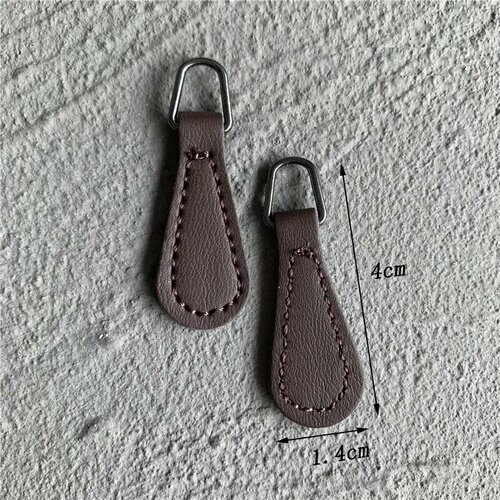 Пуллер для молнии (застежка, держатель, язычок для бегунка молнии) съемный, экокожа, коричневый 4 шт.