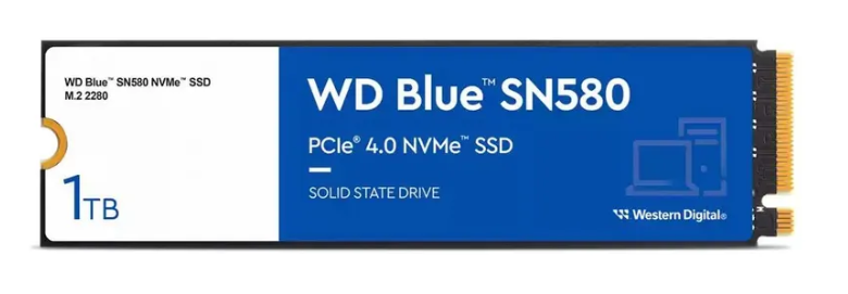 Диск SSD Western Digital Blue SN580, 1TB, форм-фактор M.2, интерфейс PCI-E, синий — фото 1