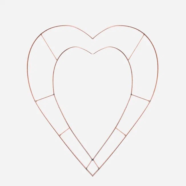 Основа для создания венка "Сердце 12", металл, бежевый, 30x32 см — фото 1