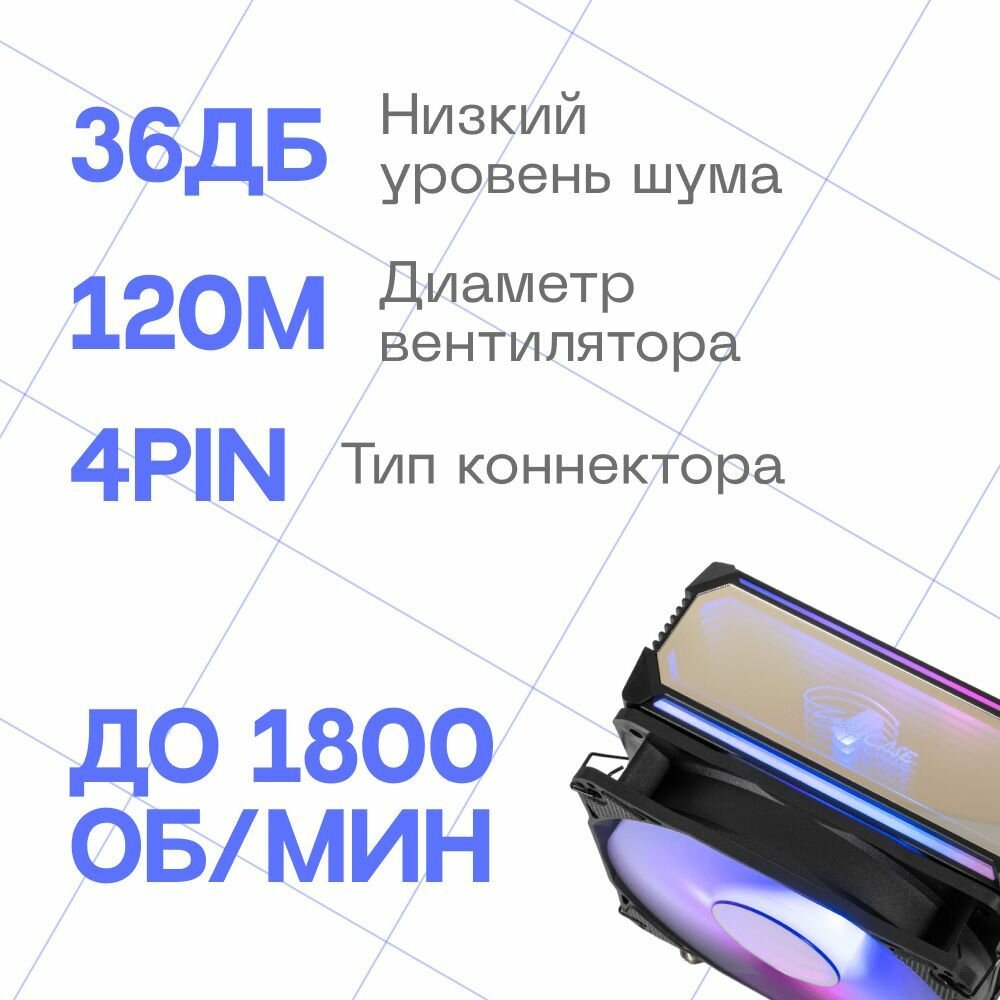 Кулер для процессора Eurocase 6PI120ARGB черный — фото 1