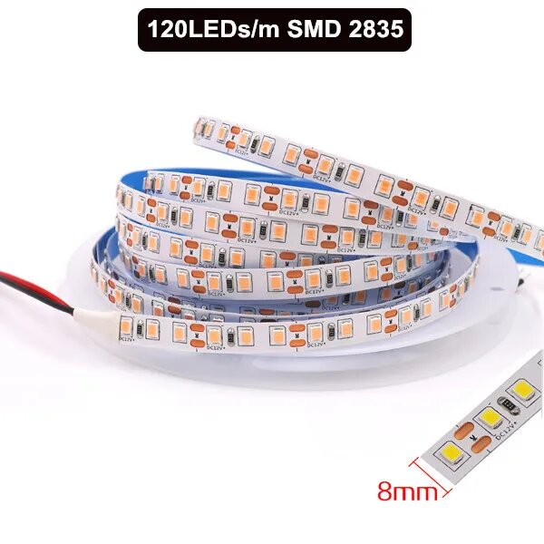 GAHADA Светодиодная лента 5 м 12 В тёплый/нейтральный/холодный белый SMD 2835 120LEDs Cool White IP21 No Waterproof