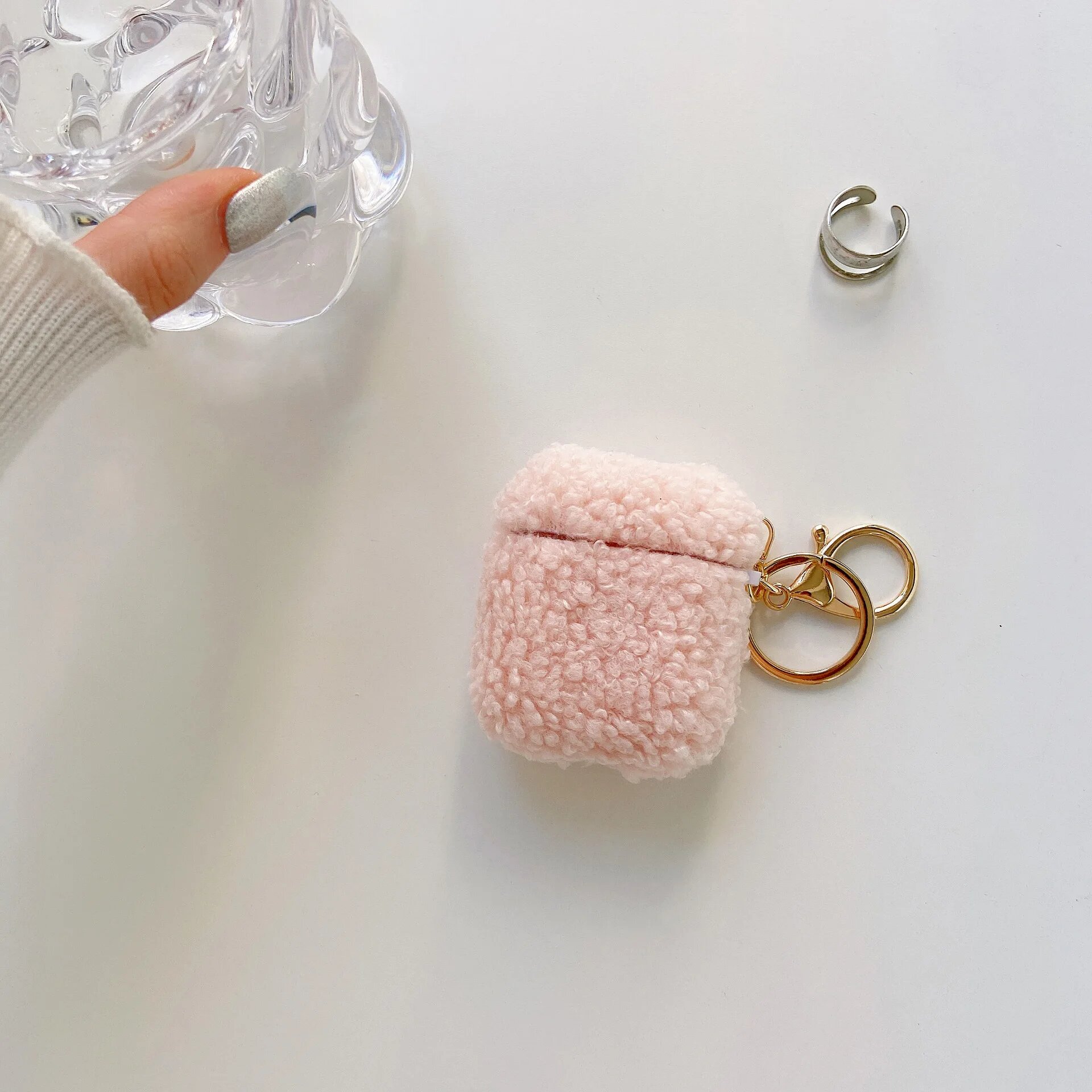 Чехол для Airpods 4 Teddy, розовый, пушистый