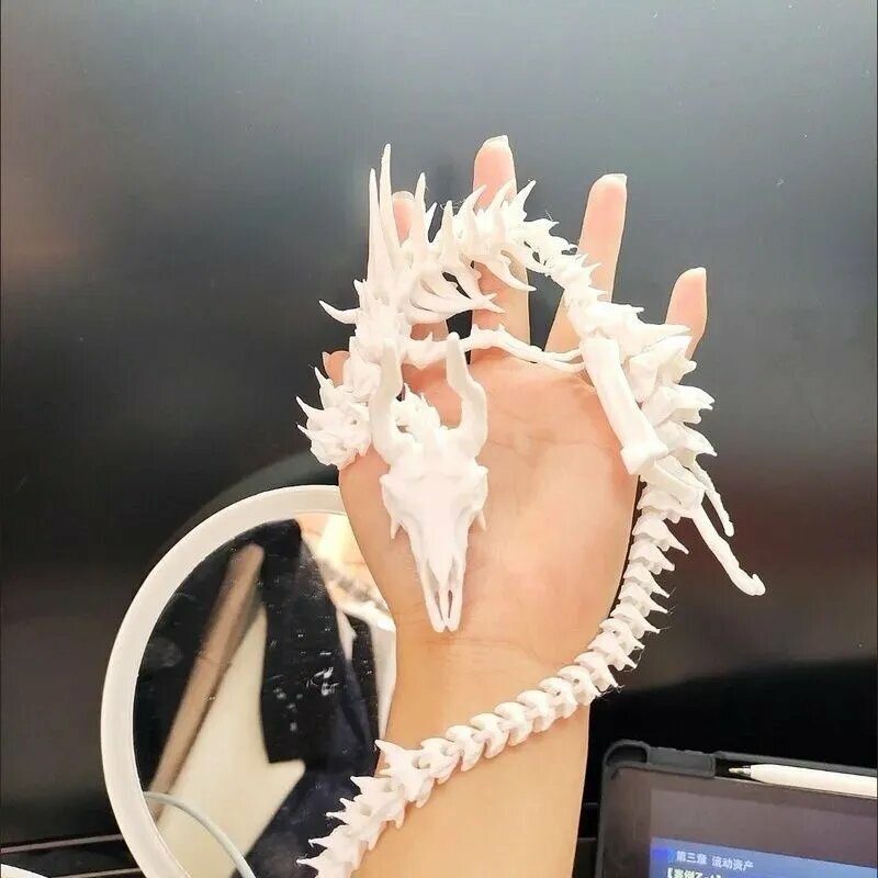 Костяной дракон с 3D-принтом Весело и интересно Подвижные соединения белое 48см