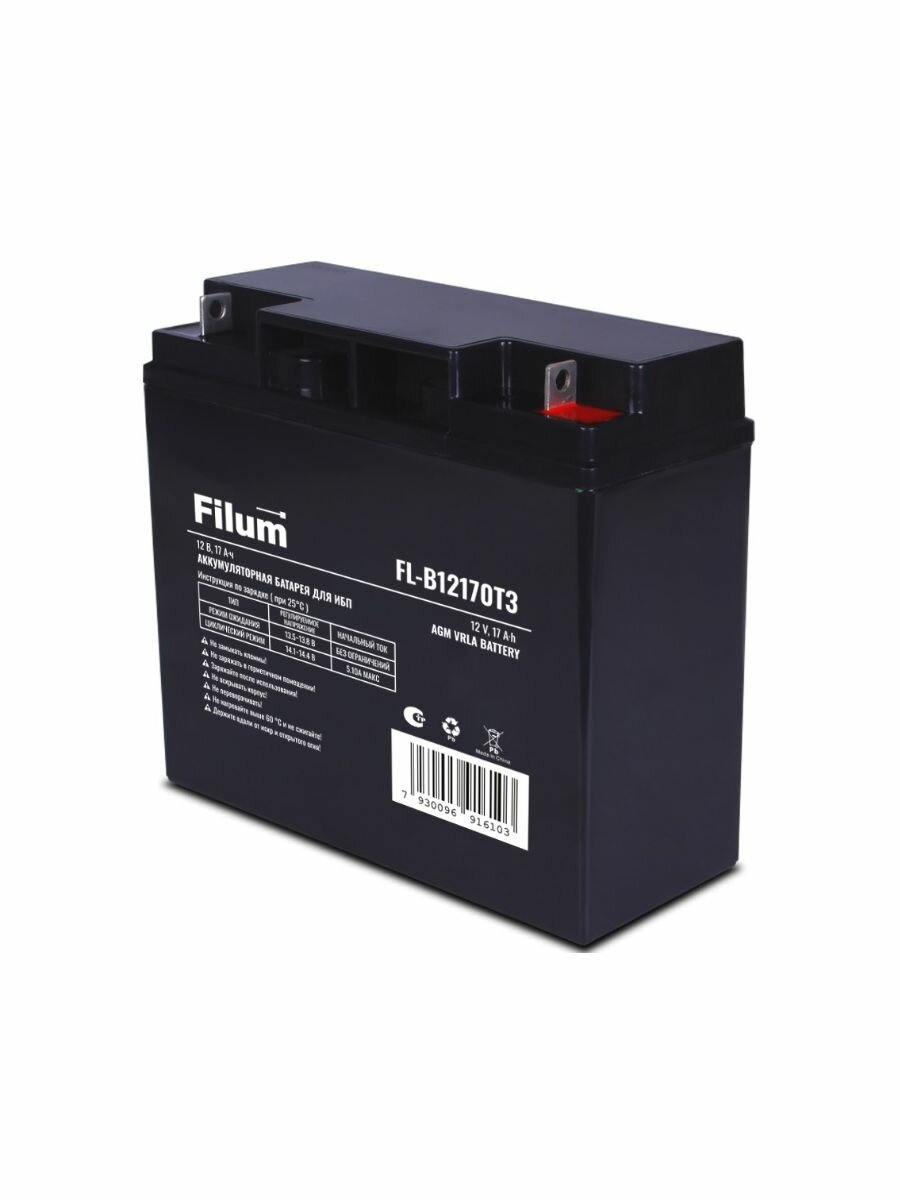 Батарея для ИБП Filum FL-B12170T3 AGM VRLA 12 В, 17 Ач, (ШхВхГ) 181х167х77 мм, с клеммой Т3