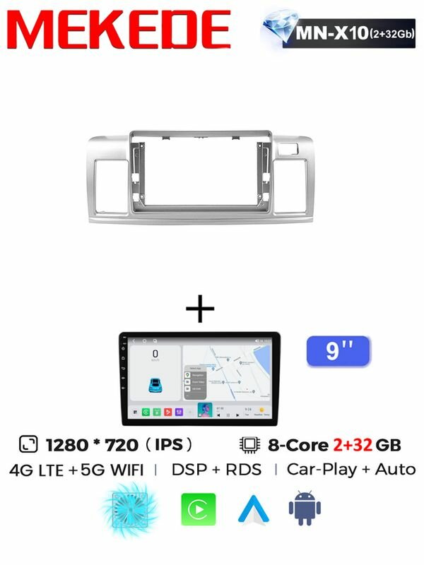 Магнитола 9" Mekede MN X10 Pro 2/32 Gb Toyota Raum 2 Z20 2003-2011 Правый руль carplay