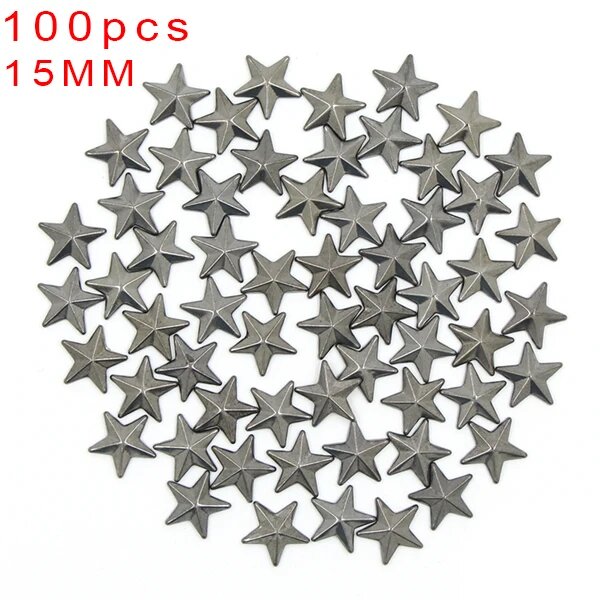 Металлические горячие заклёпки для кожи 100 шт. Серый, 15MM Star Black