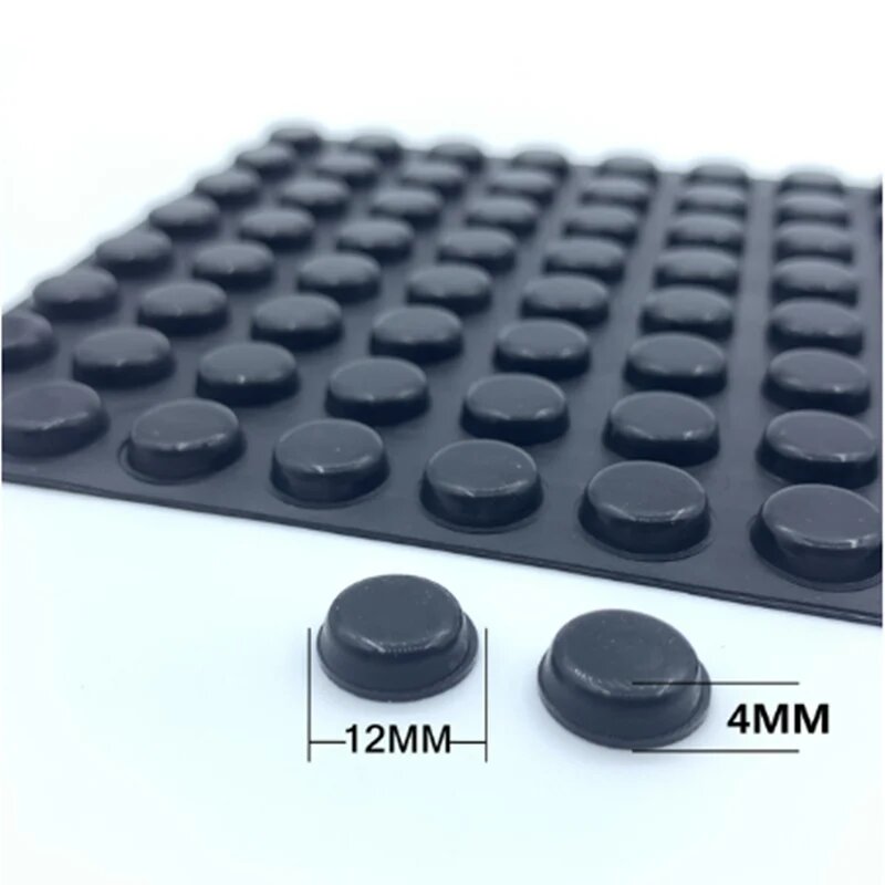 Самоклеящиеся силиконовые бамперы 12x4mm, черные, 32шт