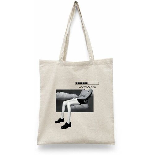 фото Сумка-шоппер унисекс каждому своё "абстракция/минимализм/арт" черная