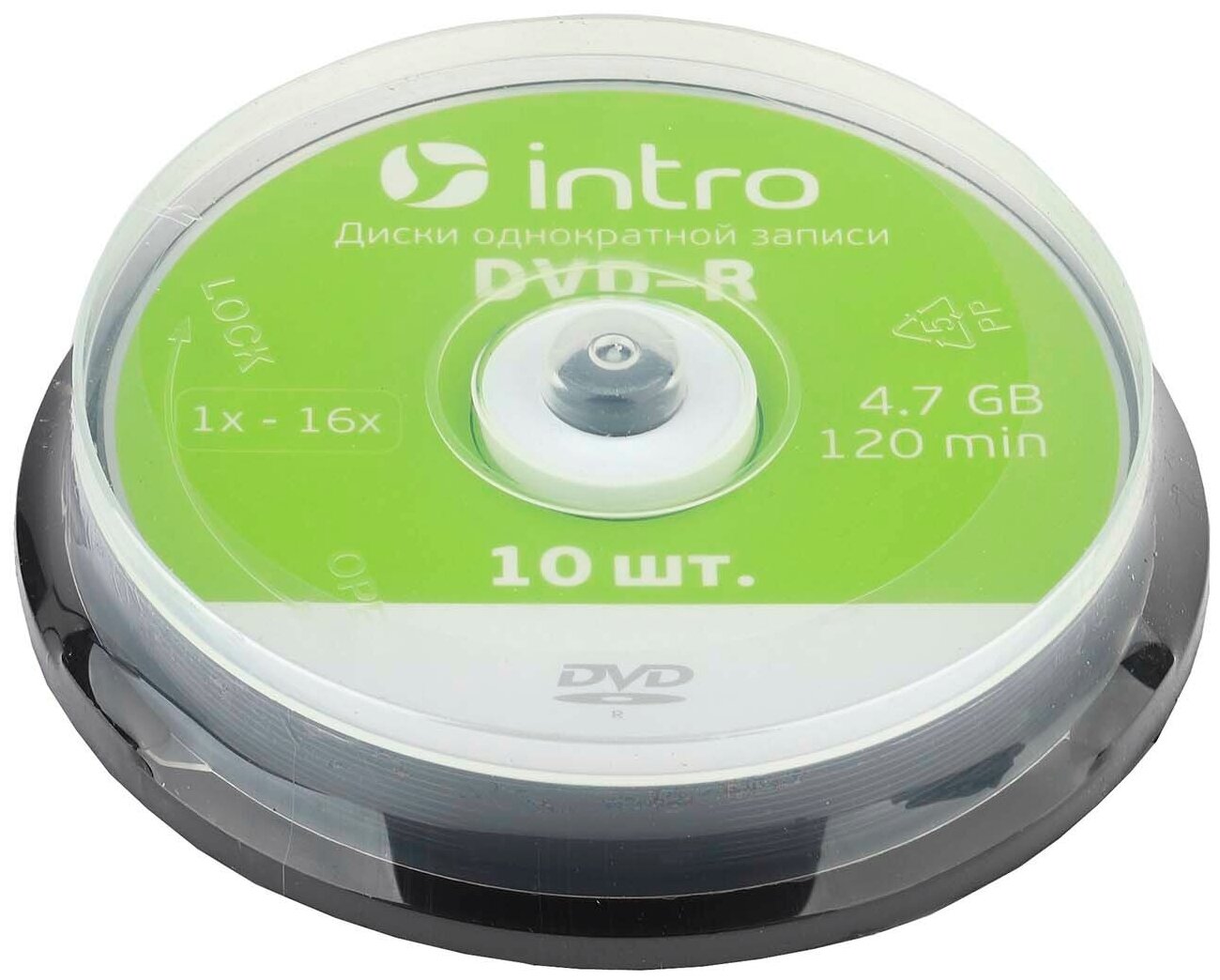 DVD-R диск Intro 16X 4,7GB Cakebox 10 (UL130273A1L)