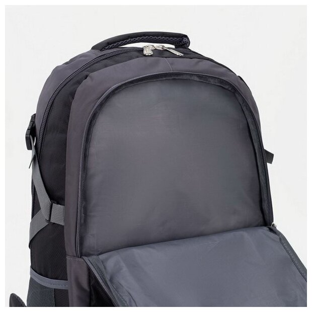 Рюкзак туристический на молнии с расширением, 2 отдела, 4 кармана, цвет чёрный
