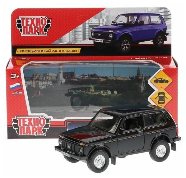 Легковой автомобиль технопарк Lada 4X4 (LADA4X4-BK/RD) 1:32, 12 см, черный - фотография № 12