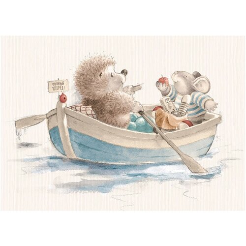 Постер 500х700мм двое В лодке