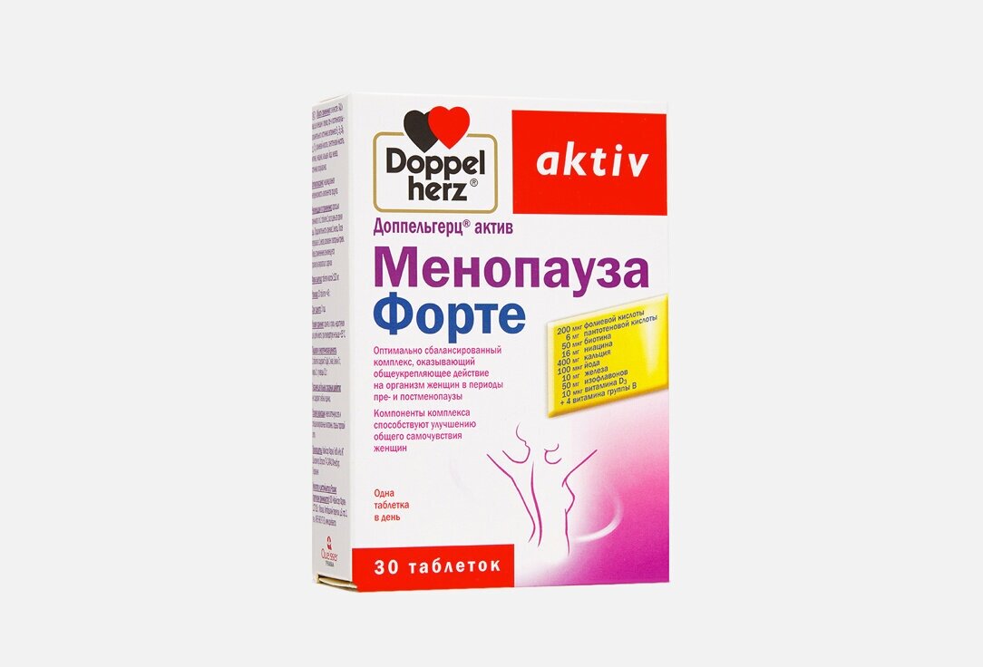 Для женского здоровья Doppelherz менопауза форте фолиевая кислота кальций йод / количество 30 шт