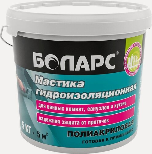 Изображение товара Боларс гидроизоляционная мастика полиакриловая (5кг)