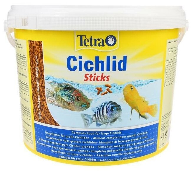 Корм TetraCichlid Sticks для рыб, гранулы, 10 л. - фотография № 1