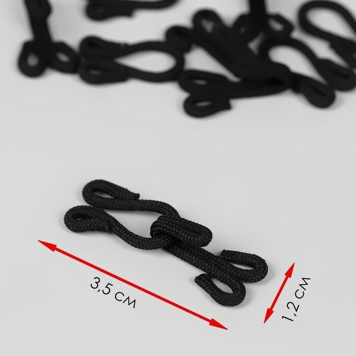 Крючок пришивной в оплётке, для верхней одежды, 35 × 12 мм, 5 шт, цвет чёрный(5 шт.)