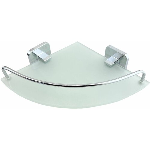 Полка для ванной комнаты угловая, металл, матовое стекло, цвет хром , размер 20х20х27см