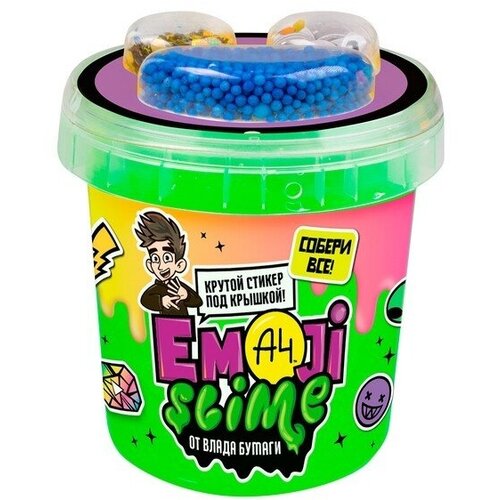 Слайм Slime Emoji, зеленый, 110 г, Влад А4, в банке 6,9х6,9х8 см (SLM066)