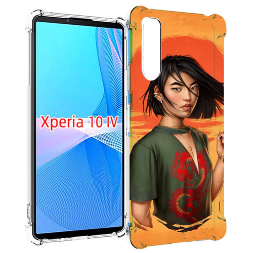 Чехол MyPads девушка-в-оранжевом-фоне женский для Sony Xperia 10 IV (10-4) задняя-панель-накладка-бампер чехол mypads девушка в вечернем платье женский для sony xperia 10 iv 10 4 задняя панель накладка бампер