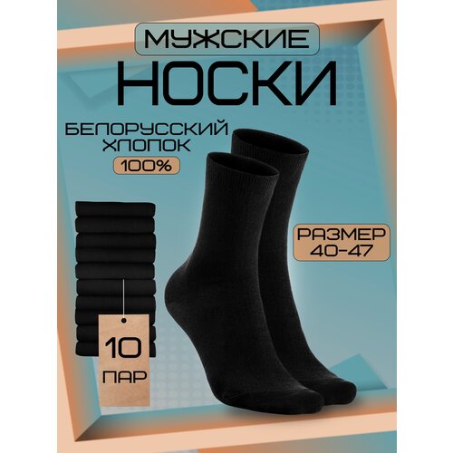 Носки Белорусские, 10 пар, размер универсальный (40-45), черный носки мужские черные 10 пар 100% хлопок размер 25 39 40