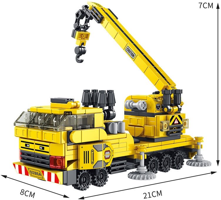 Конструктор для мальчика "подъемный кран" 12 в 1 из 571 детали/Большой автомобильный конструктор дорожная техника