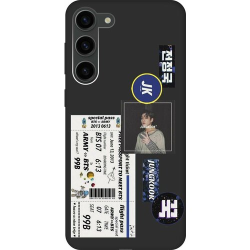 Матовый чехол BTS Stickers для Samsung Galaxy S23+ / Самсунг С23 Плюс с 3D эффектом черный матовый чехол no для samsung galaxy s23 самсунг с23 плюс с 3d эффектом черный