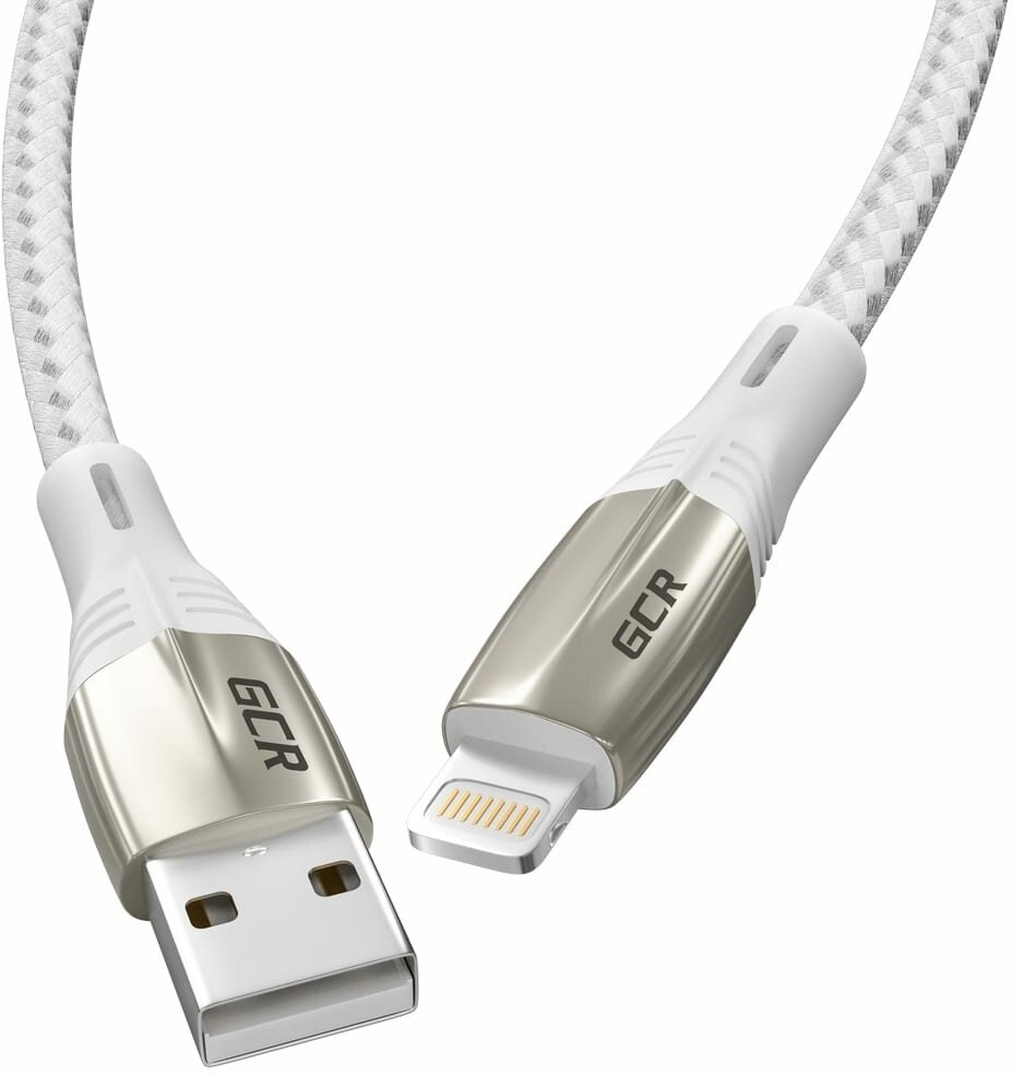 Кабель GCR Mercedes USB - Lightning 1.7m White Nylon GCR-52578 - фото №3